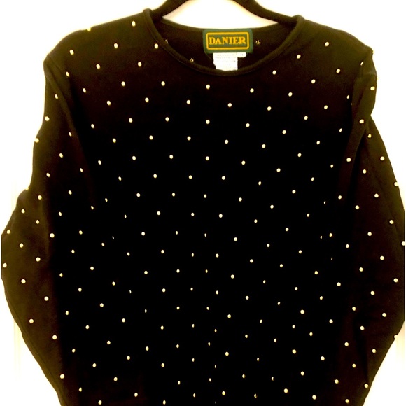 Danier Black/Gold Metal Beaded Top. Size M - Picture 1 of 3